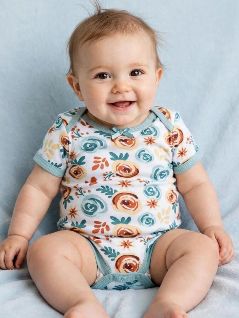 Chick Pea 3 PK Bodysuits 6-9M Green 100% Cotton